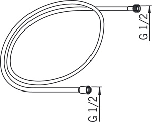 ORAS SENSIVA sprchová hadica 2000mm, plast/chróm 241020 Technický nákres