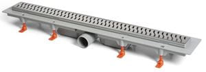 EASY sprchový žľab 750 mm, do priestoru, bočný odtok D 50, rošt HARMONY, plast/nerez oceľ