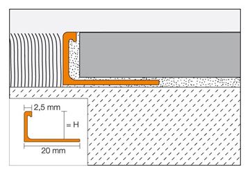 SCHLÜTER SYSTEMS SCHIENE-BASIC-AE ukončovací profil 10mm, 2500mm, hliník prírodný-matne eloxovaný AEBS100 Technický nákres