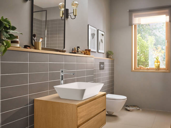 HANSGROHE REBRIS E umývadlová stojanková batéria, CoolStart EcoSmart+, s odtokovou súpravou, chróm 72591000 Obrázek - fotka
