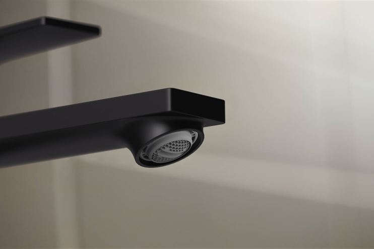 HANSGROHE REBRIS E umývadlová stojanková batéria, CoolStart EcoSmart+, s odtokovou súpravou, matná čierna 72591670 Obrázek - fotka