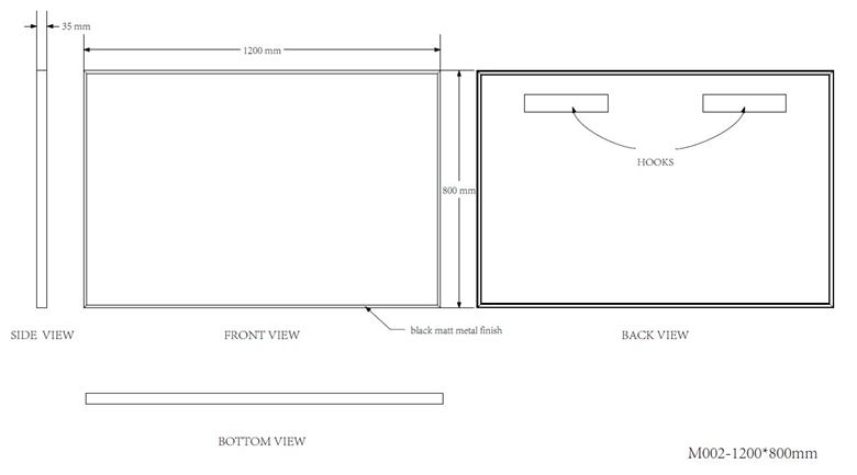 EASY PLUS zrkadlo 120x80 cm EA104.120 Technický nákres