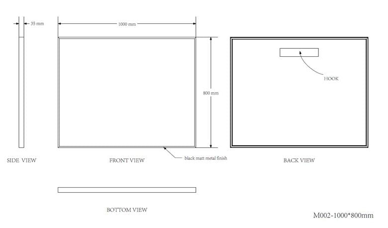 EASY PLUS zrkadlo 100x80 cm EA105.100 Technický nákres
