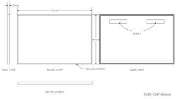 EASY PLUS zrkadlo 120x80 cm EA105.120 Technický nákres