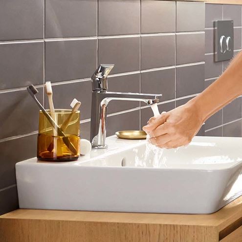 HANSGROHE REBRIS E umývadlová stojanková batéria, CoolStart, EcoSmart, chróm 72560000 Obrázek - fotka