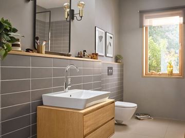 HANSGROHE REBRIS E umývadlová stojanková batéria, EcoSmart, s odtokovou súpravou, chróm 72576000 Obrázek - fotka