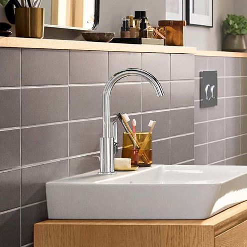 HANSGROHE REBRIS E umývadlová stojanková batéria, EcoSmart, s odtokovou súpravou, chróm 72576000 Obrázek - fotka