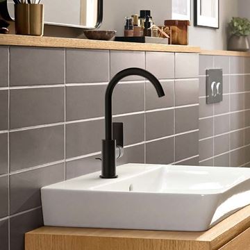 HANSGROHE REBRIS E umývadlová stojanková batéria, EcoSmart, s odtokovou súpravou, matná čierna 72576670 Obrázek - fotka