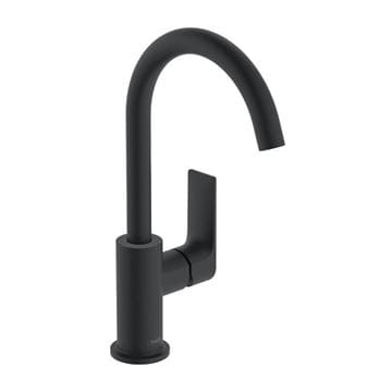 HANSGROHE REBRIS E umývadlová stojanková batéria, EcoSmart, s odtokovou súpravou, matná čierna