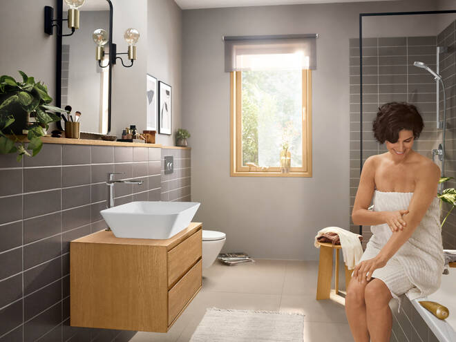 HANSGROHE REBRIS E umývadlová stojanková batéria, CoolStart, EcoSmart, s odtokovou súpravou, chróm 72581000 Obrázek - fotka