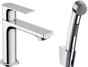 HANSGROHE REBRIS E umývadlová stojanková batéria s bidetovou sprškou, EcoSmart, chróm