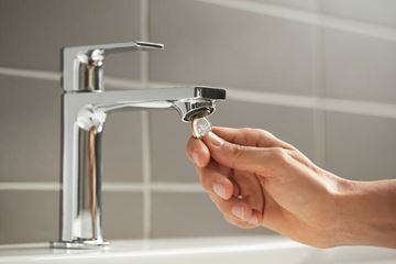 HANSGROHE REBRIS E umývadlová stojanková batéria, EcoSmart, s odtokovou súpravou, chróm 72557000 Obrázek - fotka