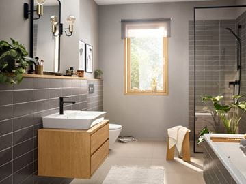 HANSGROHE REBRIS E umývadlová stojanková batéria, EcoSmart, s odtokovou súpravou, matná čierna 72557670 Obrázek - fotka