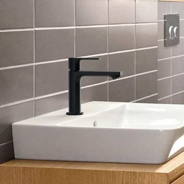 HANSGROHE REBRIS E umývadlová stojanková batéria, EcoSmart, s odtokovou súpravou, matná čierna 72557670 Obrázek - fotka