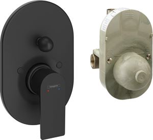 HANSGROHE REBRIS E vaňová podomietková batéria, s prepínačom, s telesom, matná čierna