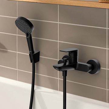 HANSGROHE REBRIS E vaňová nástenná batéria, s prepínačom, matná čierna 72450670 Obrázek - fotka