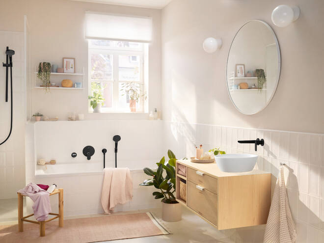 HANSGROHE REBRIS S umývadlová podomietková batéria, s odtokovou súpravou, EcoSmart, matná čierna 72528670 Obrázek - fotka