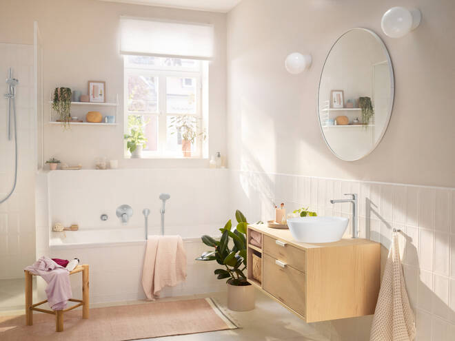 HANSGROHE REBRIS S umývadlová stojanková batéria, CoolStart, EcoSmart, s odtokovou súpravou, chróm 72580000 Obrázek - fotka