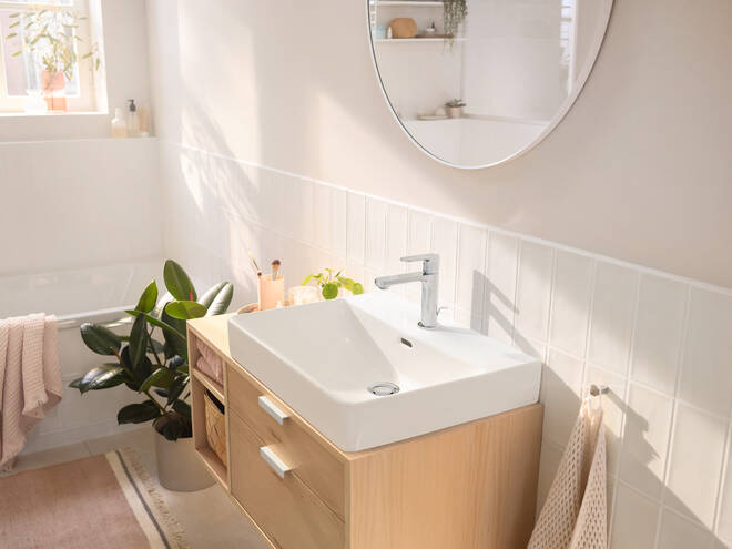 HANSGROHE REBRIS S umývadlová stojanková batéria, EcoSmart, s odtokovou súpravou, chróm 72517000 Obrázek - fotka