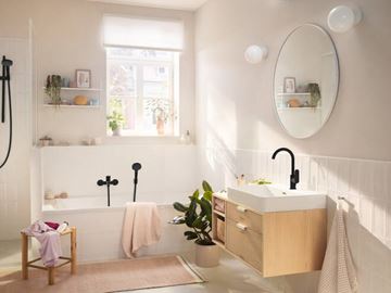 HANSGROHE REBRIS S umývadlová stojanková batéria, EcoSmart, s odtokovou súpravou, matná čierna 72536670 Obrázek - fotka