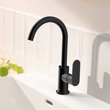 HANSGROHE REBRIS S umývadlová stojanková batéria, EcoSmart, s odtokovou súpravou, matná čierna 72536670 Obrázek - fotka