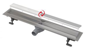 ALCA APZ13-DOUBLE9 FIT AND GO sprchový žľab 750 mm, do priestoru aj k stene, bočný odtok DN 50, rošt na vloženie dlažby DOUBLE, nerez oceľ