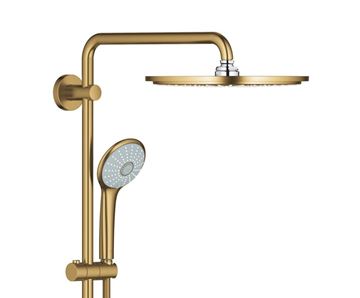 GROHE EUPHORIA SYSTEM 310 sprchový set s termostatickou batériou, horná sprcha, ručná sprcha s 3 prúdmi, tyč, hadica, kartáčovaný cool sunrise 26075GN0 Obrázek - fotka
