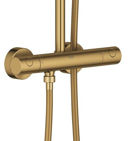 GROHE EUPHORIA SYSTEM 310 sprchový set s termostatickou batériou, horná sprcha, ručná sprcha s 3 prúdmi, tyč, hadica, kartáčovaný cool sunrise 26075GN0 Obrázek - fotka
