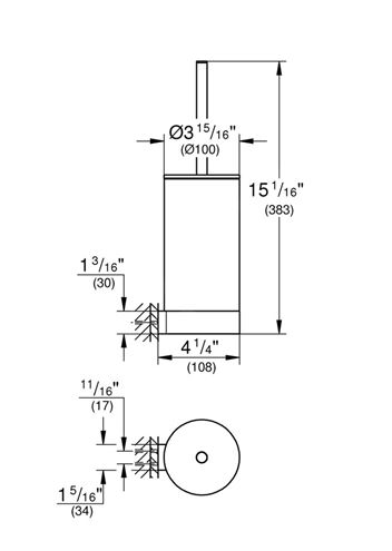 GROHE SELECTION WC kefa nástenná, sklo/kefovaný hard graphite 41076AL0 Technický nákres