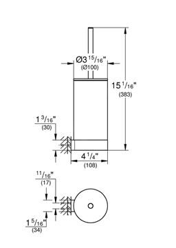 GROHE SELECTION WC kefa nástenná, sklo/kefovaný hard graphite 41076AL0 Technický nákres