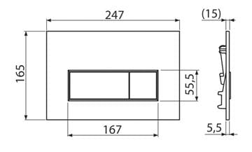 ALCA THIN M57 ovládacie tlačidlo pre dve splachovania, plast, matný gold M57-G-M Technický nákres