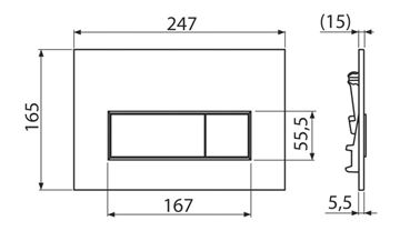 ALCA THIN M57 ovládacie tlačidlo pre dve splachovania, plast, matný gun metal M57-GM-M Technický nákres