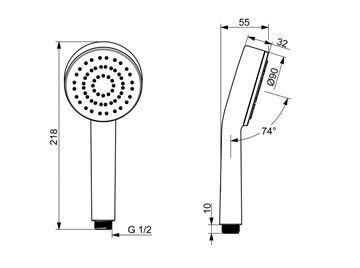 HANSA BASIC ručná sprcha pr. 90 mm , chróm 55610100 Technický nákres