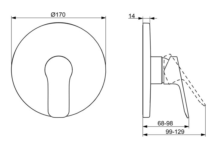 HANSA BASIC sprchová podomietková batéria, chróm 80569003 Technický nákres