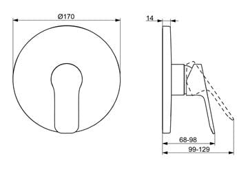 HANSA BASIC sprchová podomietková batéria, chróm 80569003 Technický nákres