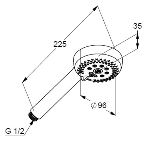 KLUDI LOGO 3S ručná sprcha 96 mm, 3 prúdy, chróm 6830005-00WR9 Technický nákres