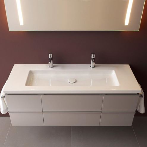 LAUFEN LIVING SQUARE umývadlo 130 cm, s 2 otvormi pre batérie a prepadom H8164360001071 Obrázek - fotka