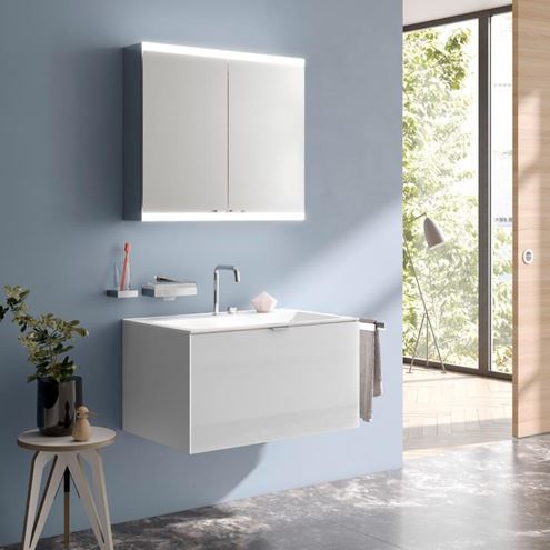EMCO EVO zrkadlová skrinka 80x70x18,6 cm, osvetlenie s reguláciou stmievania a teploty svetla, s vypínačom a el. zásuvkou, hliník, strieborná 939708004 Obrázek - fotka