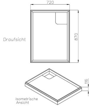 CONCEPT 200 vaničkový nosič 900x750x25mm, extra plochý, polystyrén SD 23647 Technický nákres