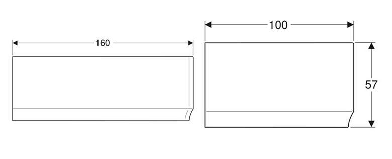 GEBERIT SELNOVA čelný panel k vani 160x57 cm  554.874.01.1 Technický nákres