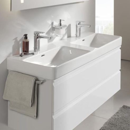 LAUFEN PRO S dvojumývadlo 130 cm, s 2 otvormi pre batérie a prepadom H8149680001041 Obrázek - fotka