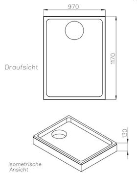 CONCEPT 200 vaničkový nosič 1200x1000x35mm, extra plochý, polystyrén SD 25711 Technický nákres
