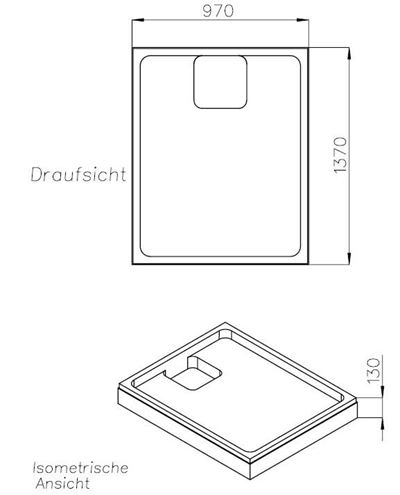 CONCEPT 200 vaničkový nosič 1400x1000x35mm, extra plochý, polystyrén SD 23649 Technický nákres