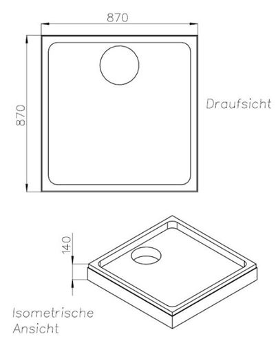 CONCEPT 300 vaničkový nosič 900x900mm, polystyrén SD 25712 Technický nákres