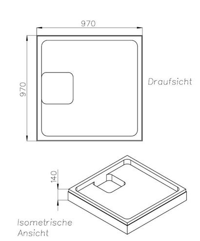 CONCEPT 300 vaničkový nosič 1000x1000mm, polystyrén SD 25715 Technický nákres