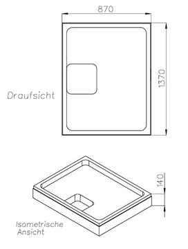 CONCEPT 300 vaničkový nosič 1400x900mm, polystyrén SD 25719 Technický nákres