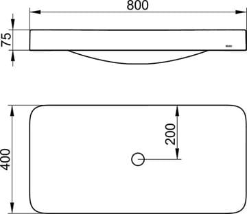 KEUCO EDITION 400 umývadlo 80 cm, bez otvoru pre batériu, bez prepadu, CleanPlus 31580317500 Technický nákres