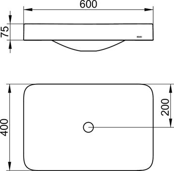 KEUCO EDITION 400 umývadlo 60 cm, bez otvoru pre batériu, bez prepadu, CleanPlus 31570317500 Technický nákres