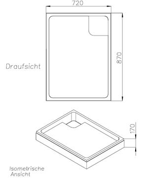 CONCEPT 100 vaničkový nosič 900x750x65mm, extra plochý, polystyrén SD 90221 Technický nákres