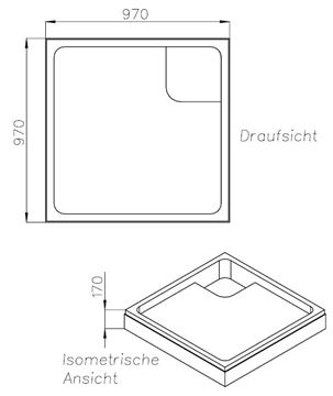 CONCEPT 100 vaničkový nosič 1000x1000x65mm, extra plochý, polystyrén SD 90230 Technický nákres